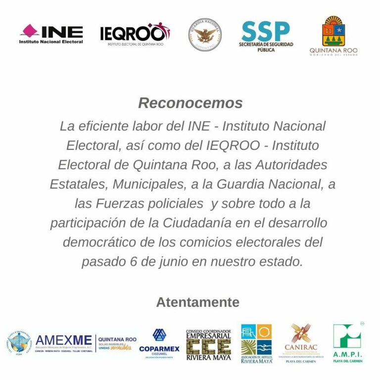 Las organizaciones empresariales, reconocemos a las instituciones que fomentan el ejercicio de la democracia en nuestro Estado. 